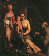 CORNELISZ VAN OOSTSANEN, Jacob The Rest on the Flight to Egypt with Saint Francis dfb Germany oil painting reproduction